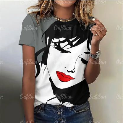 Woman Face Shape Fashion T-Shirt (S- 5XL) [SELECTION] - ALOE WINGS STORE