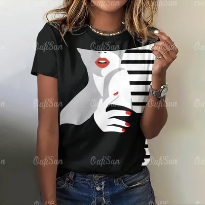 Woman Face Shape Fashion T-Shirt (S- 5XL) [SELECTION] - ALOE WINGS STORE