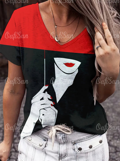 Woman Face Shape Fashion T-Shirt (S- 5XL) [SELECTION] - ALOE WINGS STORE