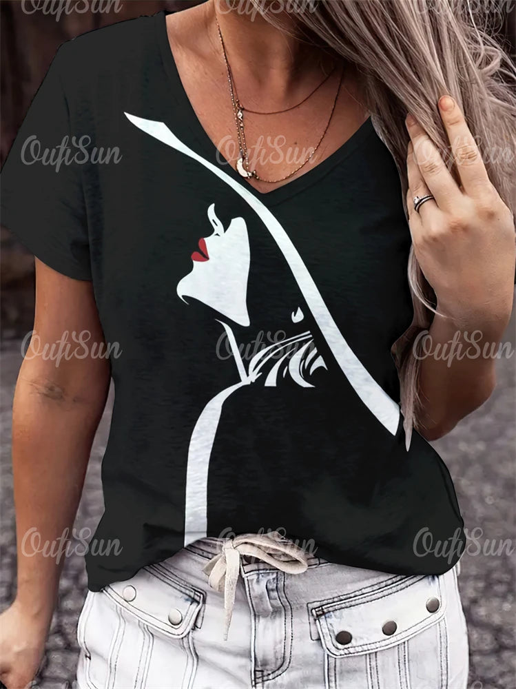 Woman Face Shape Fashion T-Shirt (S- 5XL) [SELECTION] - ALOE WINGS STORE