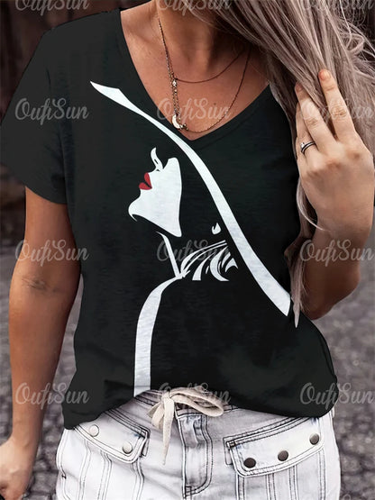 Woman Face Shape Fashion T-Shirt (S- 5XL) [SELECTION] - ALOE WINGS STORE