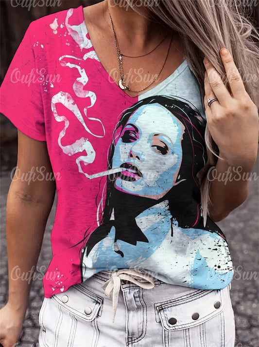 Woman Face Shape Fashion T-Shirt (S- 5XL) [SELECTION] - ALOE WINGS STORE