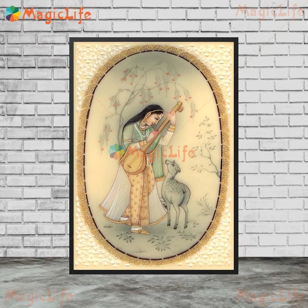 Ancient Ethnic Indian Rajasthani Princess Wall Hanging [SELECTION] - ALOE WINGS STORE