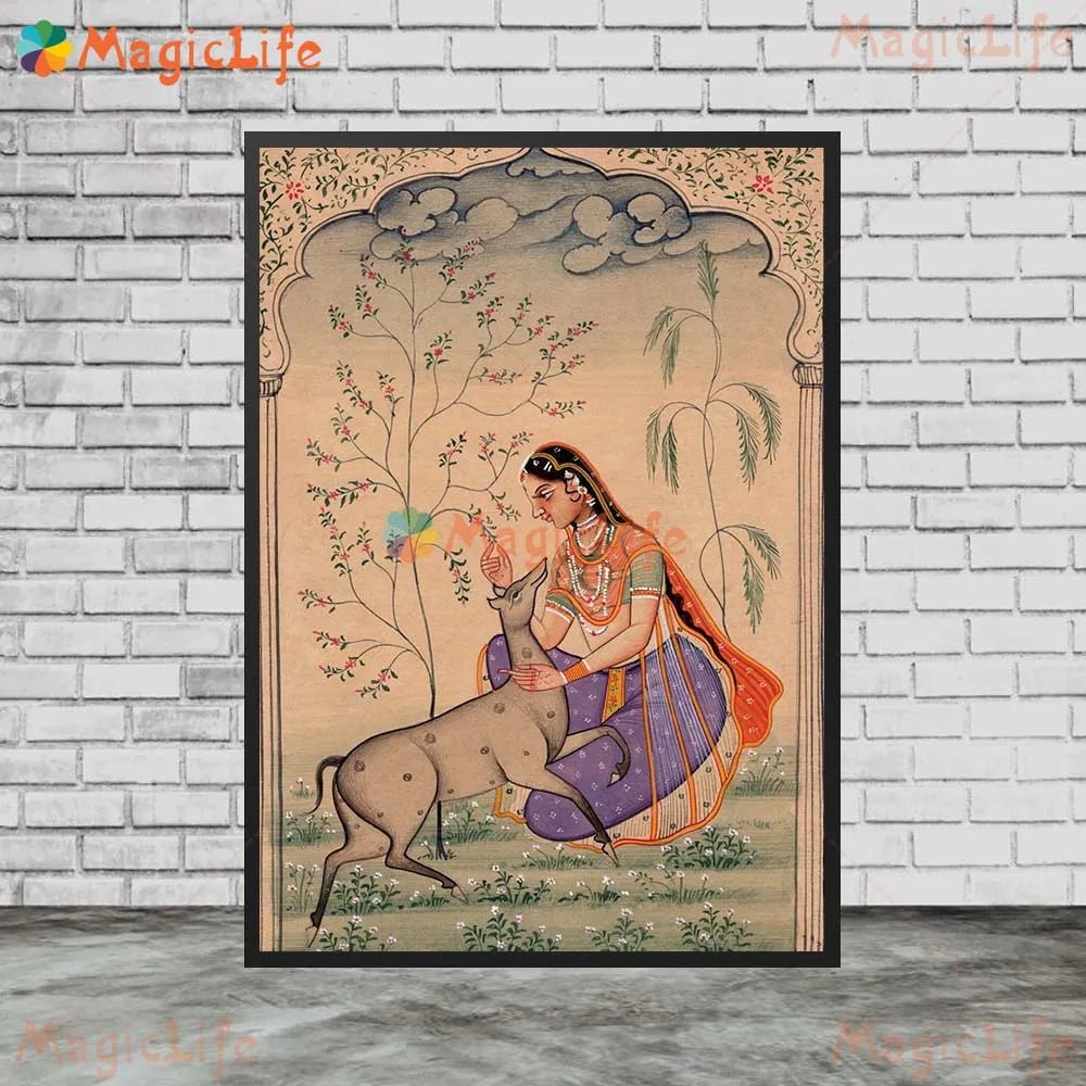 Ancient Ethnic Indian Rajasthani Princess Wall Hanging [SELECTION] - ALOE WINGS STORE