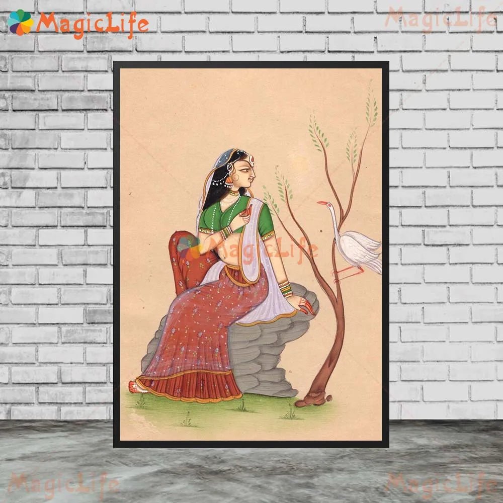 Ancient Ethnic Indian Rajasthani Princess Wall Hanging [SELECTION] - ALOE WINGS STORE