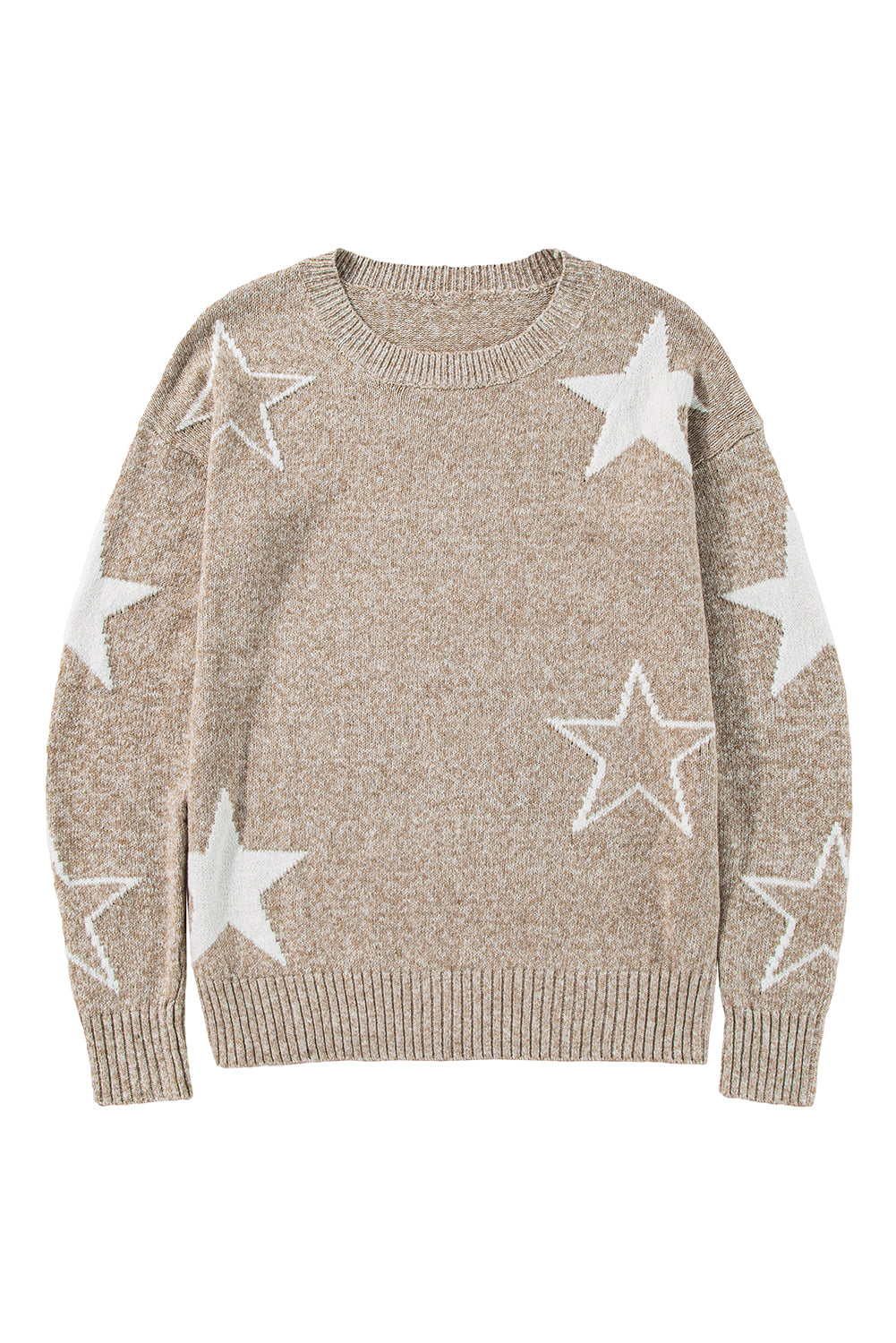 Khaki Stardust Drop Shoulder Sweater - ALOE WINGS STORE