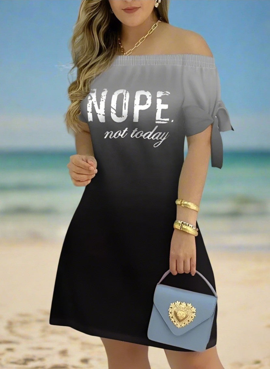 Women's Off-Shoulder Mini Dress – Casual Summer Short Sleeve Dress with Bow Detail | Elegant Relaxed Fit Party Outfit (Sizes up to 3XL)