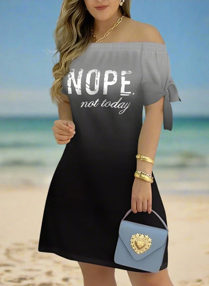 Women's Off-Shoulder Mini Dress – Casual Summer Short Sleeve Dress with Bow Detail | Elegant Relaxed Fit Party Outfit (Sizes up to 3XL)