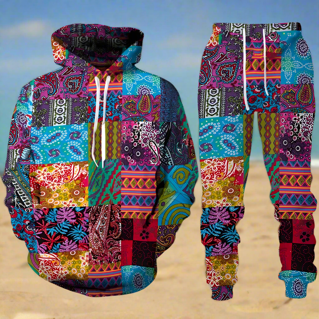 Ethnic Patterns 3D Print Tracksuit – Stylish Unisex Hoodie & Trousers Set [SELECTION]