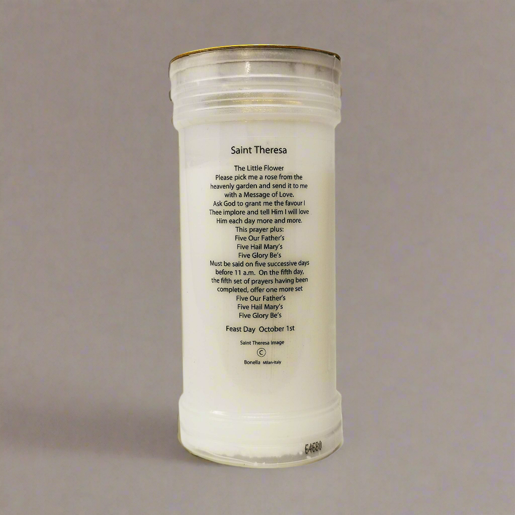 Thérèse of Lisieux 72 Hours Floral Candle with Engraved Prayer - ALOE WINGS STORE