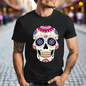 Day of the Dead Sugar Skull Anime T-Shirt - Casual Halloween Design