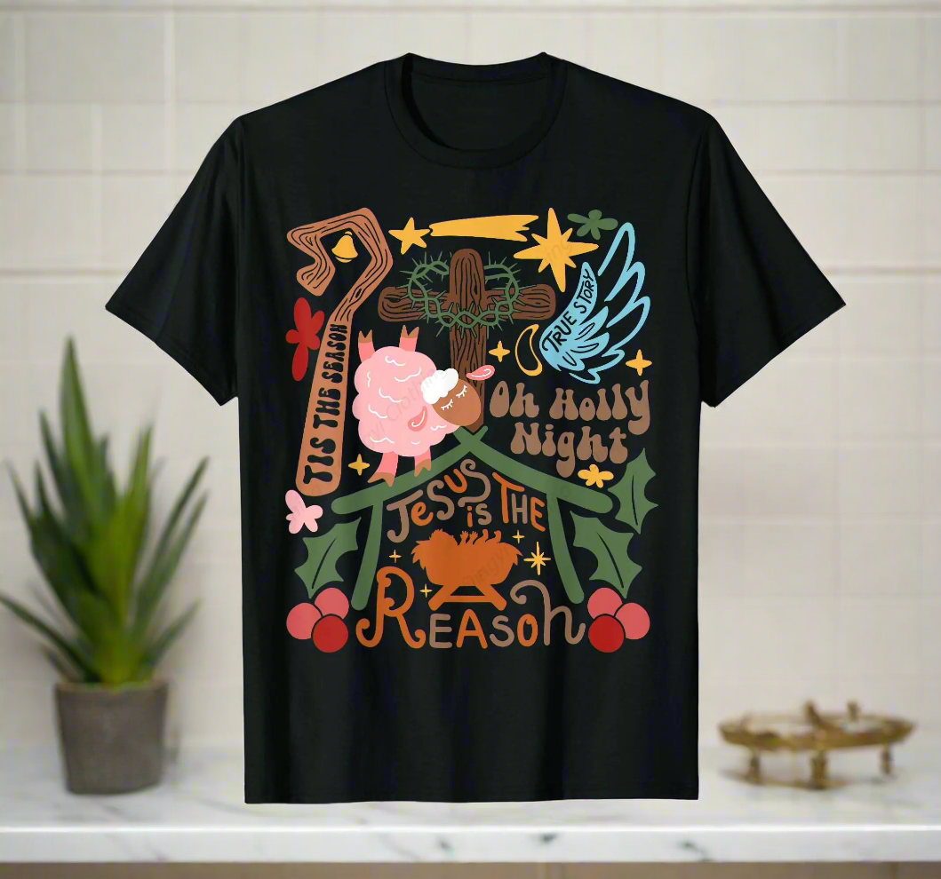 Jesus Is the Reason for the Season Unisex Christmas T-Shirt – Christian Faith Cotton Tee with Festive Graphics