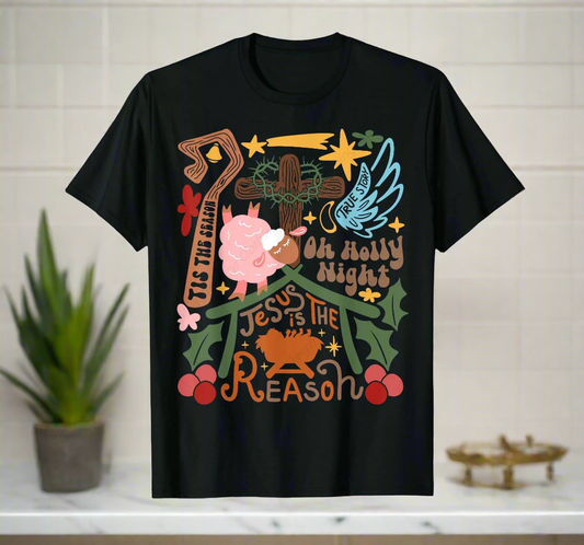Jesus Is the Reason for the Season Unisex Christmas T-Shirt – Christian Faith Cotton Tee with Festive Graphics