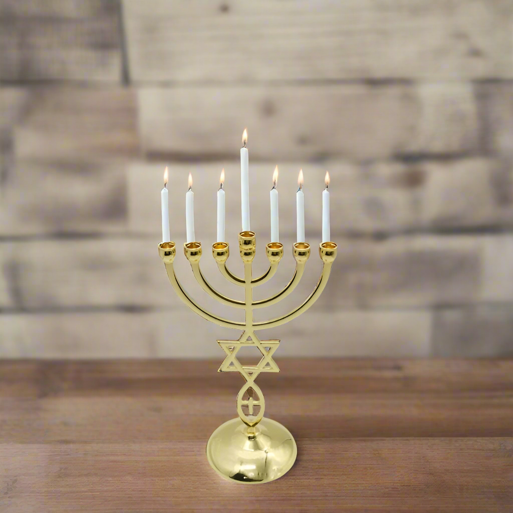 7-Branch Sacred Hanukkah Menorah - Jerusalem Design - ALOE WINGS STORE