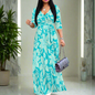 Women's Tropical Print Maxi Dress: V-Neck Wrap Style with Belt, Long Summer Dress (XS–3XL)