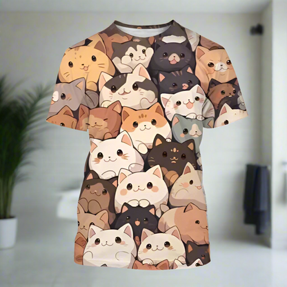 4.Funny Cute Cat 3D Print T-Shirt - Unisex Harajuku Streetwear, Summer Casual Top, Breathable & Quick Dry