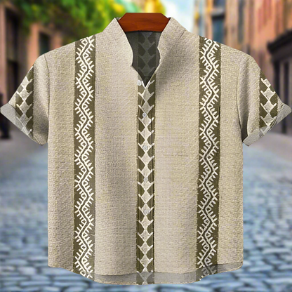 Men's Retro Ethnic Tribal Short Sleeve Shirt – Vintage African-Inspired Print Casual Top for Beach, Festivals & Street Style