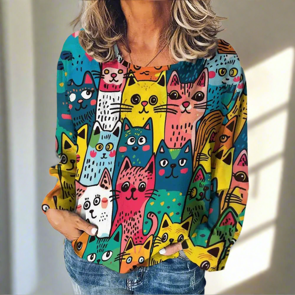 Stylish Cat Patchwork Unisex Sweatshirt (Size S to XXXL) Collection - ALOE WINGS STORE