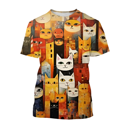 4.Funny Cute Cat 3D Print T-Shirt - Unisex Harajuku Streetwear, Summer Casual Top, Breathable & Quick Dry