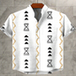Men’s Retro Ethnic Tribal Print Shirt – Vintage African Style Casual Linen Bamboo Fibre Top | Short Sleeve Holiday & Streetwear Fashion