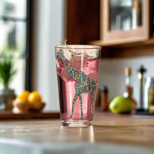 Mosiac Giraffe Shaker Pint Glass - ALOE WINGS STORE