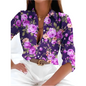 Women's Floral Print Button-Up Blouse – Long Sleeve Loose Fit Vintage Shirt