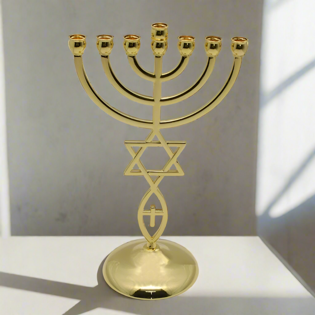 7-Branch Sacred Hanukkah Menorah - Jerusalem Design - ALOE WINGS STORE