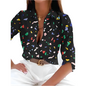 Women's Floral Print Button-Up Blouse – Long Sleeve Loose Fit Vintage Shirt