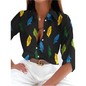 Women's Floral Print Button-Up Blouse – Long Sleeve Loose Fit Vintage Shirt