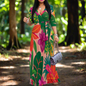 Tropical Flamingo Floral Wrap Dress for Women – Vibrant Summer Maxi Dresses – S-3XL