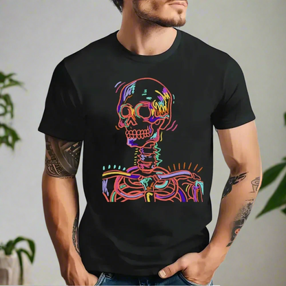 Day of the Dead Sugar Skull Anime T-Shirt - Casual Halloween Design