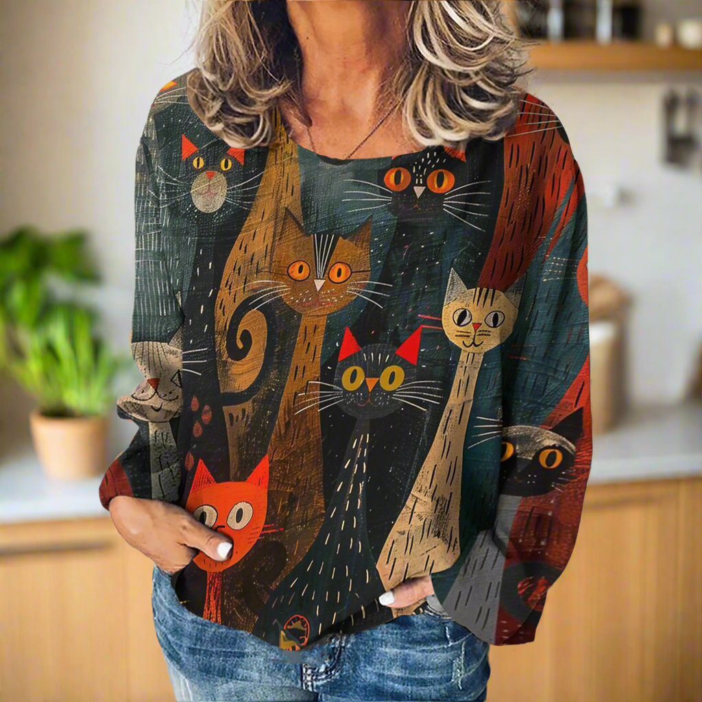 Stylish Cat Patchwork Unisex Sweatshirt (Size S to XXXL) Collection - ALOE WINGS STORE