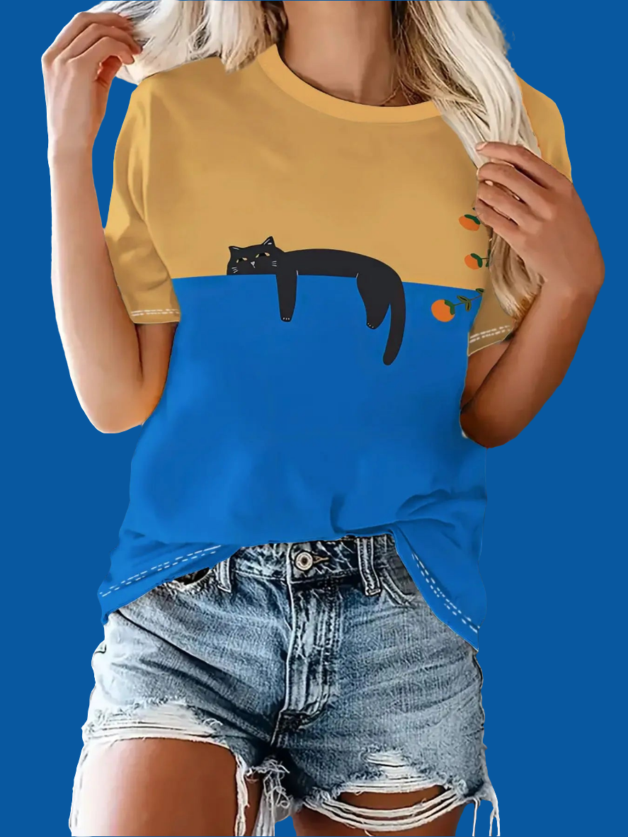 Trendy Unisex T-Shirt Collection with Cute 3D Cat Prints - ALOE WINGS STORE