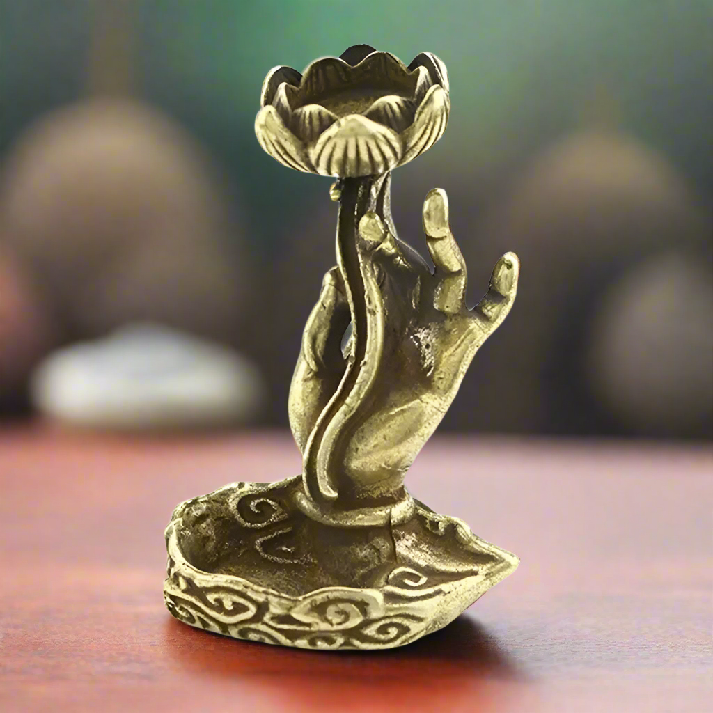 Buddha's Fingers Holding A Lotus Incense Burner - ALOE WINGS STORE