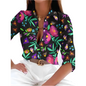 Women's Floral Print Button-Up Blouse – Long Sleeve Loose Fit Vintage Shirt