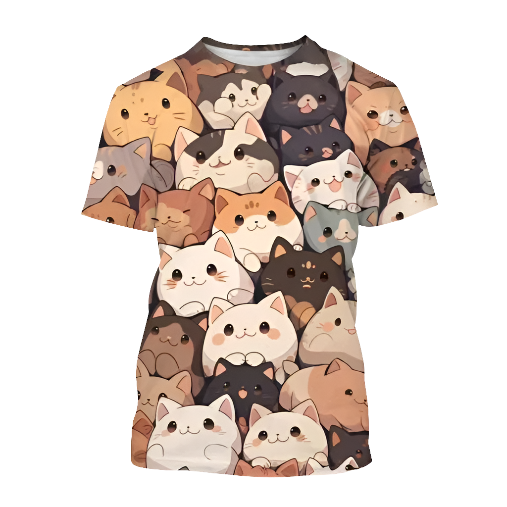 4.Funny Cute Cat 3D Print T-Shirt - Unisex Harajuku Streetwear, Summer Casual Top, Breathable & Quick Dry