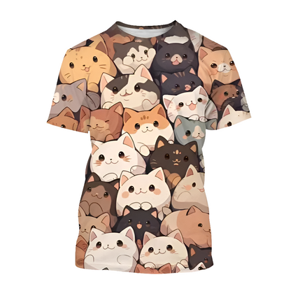 4.Funny Cute Cat 3D Print T-Shirt - Unisex Harajuku Streetwear, Summer Casual Top, Breathable & Quick Dry