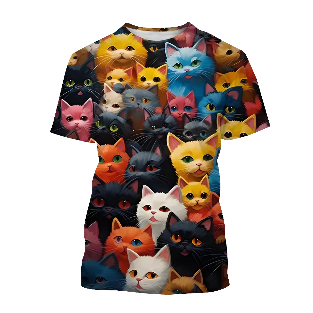 4.Funny Cute Cat 3D Print T-Shirt - Unisex Harajuku Streetwear, Summer Casual Top, Breathable & Quick Dry