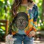Colourful tribal face print hoodie, cultural Y2K streetwear for women, artistic design
