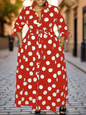 Plus Size Polka Dot A-Line Dress for Women – Elegant High Waist Spandex Midi in Multiple Colours (1XL–8XL)