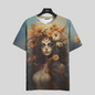Vibrant Mexican Sugar Skull T-Shirt featuring a woman with floral crown, perfect for casual wear