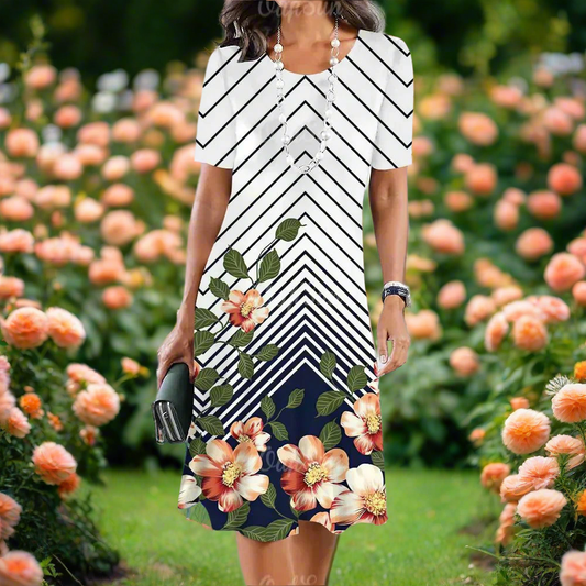 Zig Zag Pink Florals Ladies Sun Dress