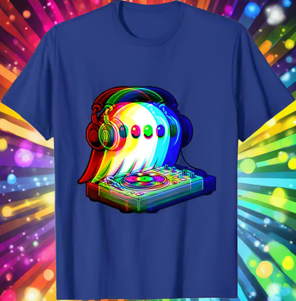 3.Ghost DJ Optical Illusion T-Shirt – Trippy EDM Rave Halloween Tee for House Music Lovers