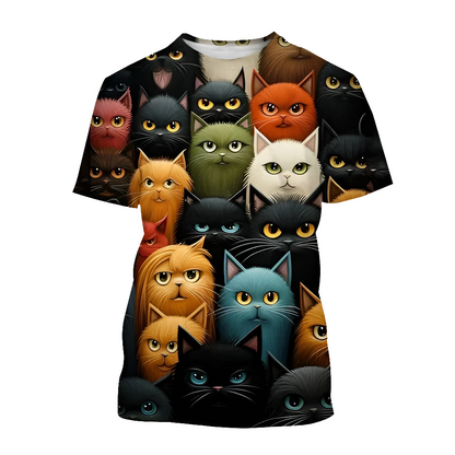 4.Funny Cute Cat 3D Print T-Shirt - Unisex Harajuku Streetwear, Summer Casual Top, Breathable & Quick Dry