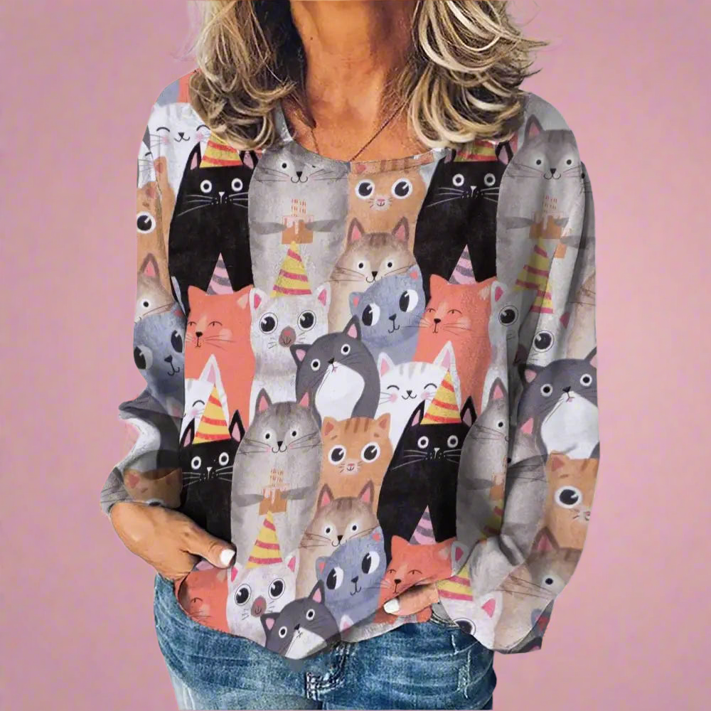 Stylish Cat Patchwork Unisex Sweatshirt (Size S to XXXL) Collection - ALOE WINGS STORE