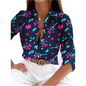 Women's Floral Print Button-Up Blouse – Long Sleeve Loose Fit Vintage Shirt