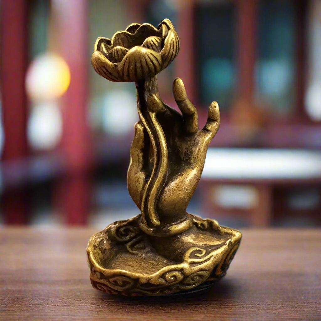 Buddha's Fingers Holding A Lotus Incense Burner - ALOE WINGS STORE