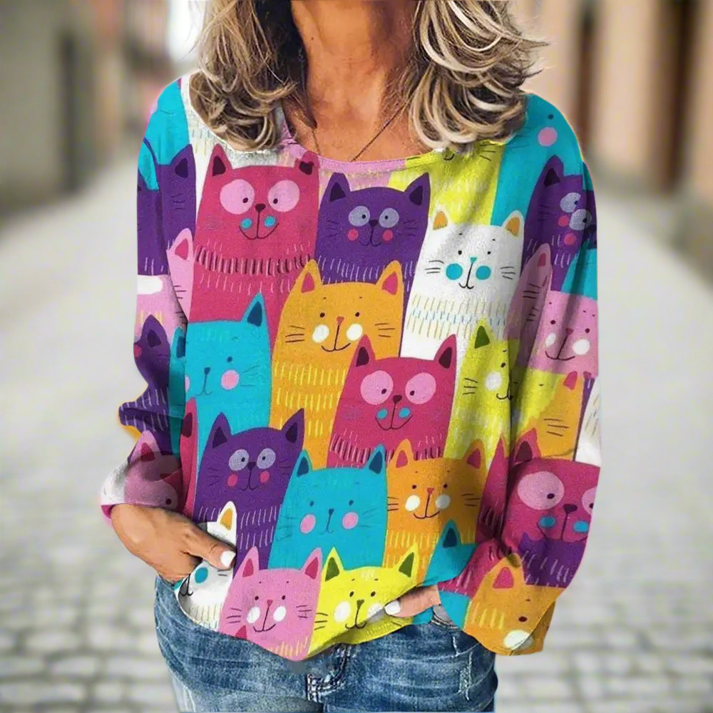 Stylish Cat Patchwork Unisex Sweatshirt (Size S to XXXL) Collection - ALOE WINGS STORE