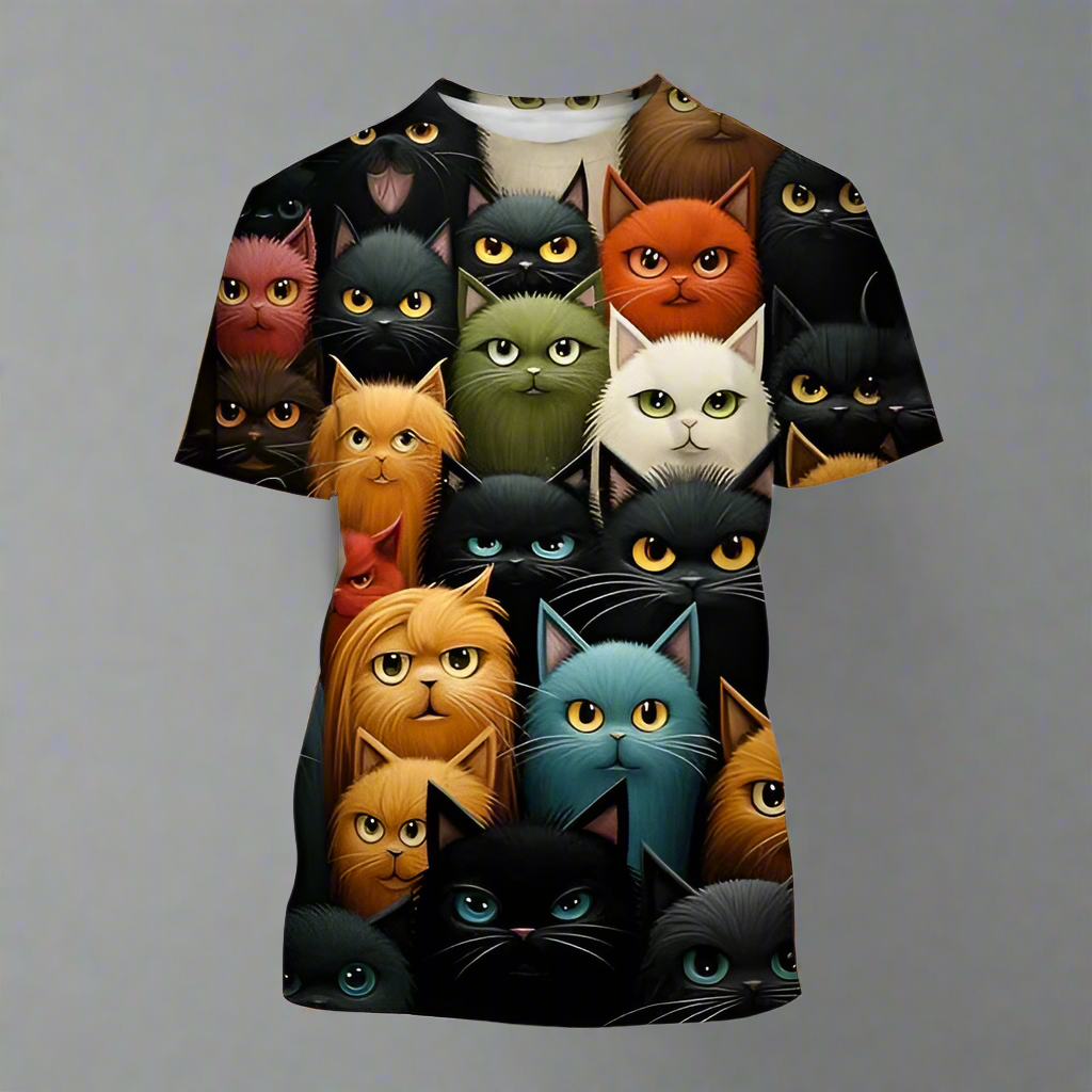 4.Funny Cute Cat 3D Print T-Shirt - Unisex Harajuku Streetwear, Summer Casual Top, Breathable & Quick Dry