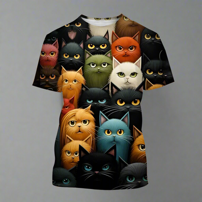 4.Funny Cute Cat 3D Print T-Shirt - Unisex Harajuku Streetwear, Summer Casual Top, Breathable & Quick Dry